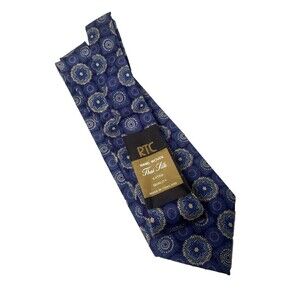 RTC Hand Woven Silk Tie Blue Mandela Extra Quality NWT Geometric 60 by 3.25 inch
